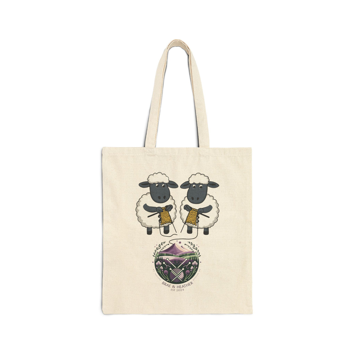 Sheep Knitting Illustration Tote Bag by Brae & Heather