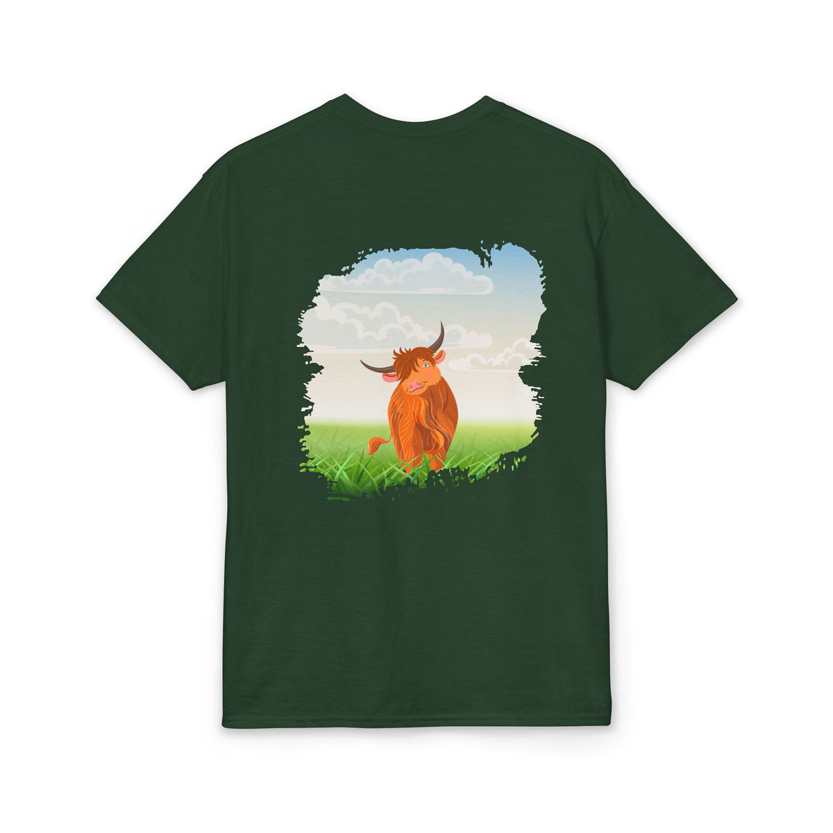 Highland Coo Illustration Adult T-Shirt by The Clan Douglas