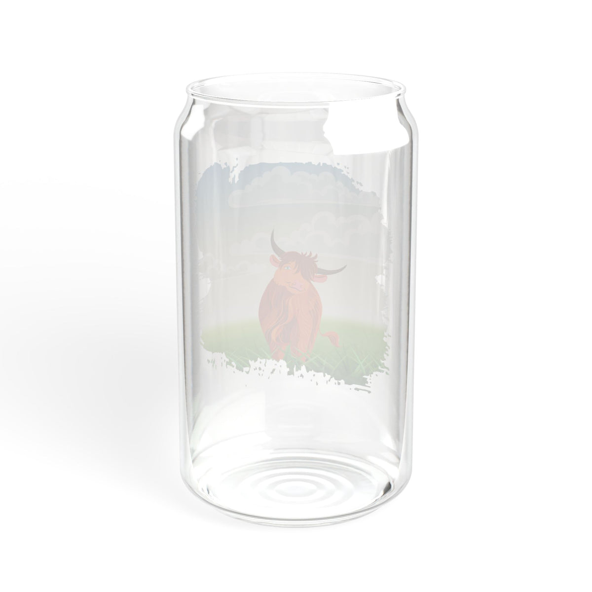 Highland Coo Illustration Glass Can by The Clan Douglas