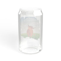 Highland Coo Illustration Glass Can by The Clan Douglas