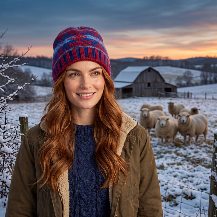 Winter Snowflake Beanie Knitting Pattern by Brae & Heather